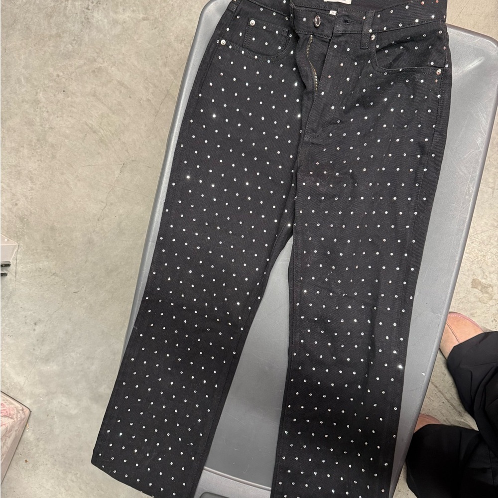 WeWoreWhat Gorgeous Black Denim with Silver Accents